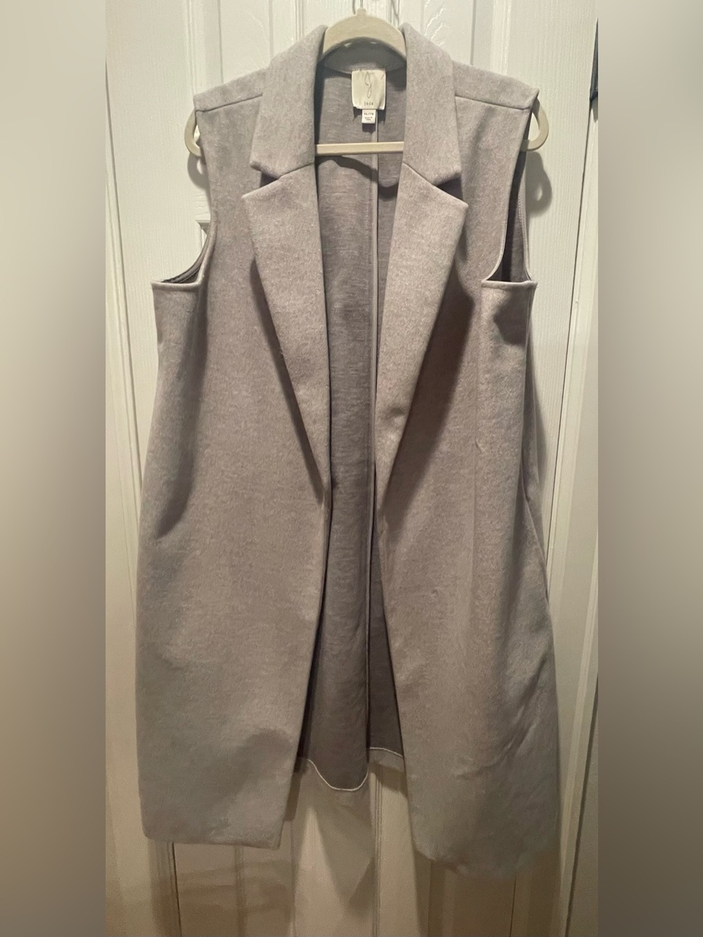 Joie Sleeveless Long Vest Coat in Light Gray